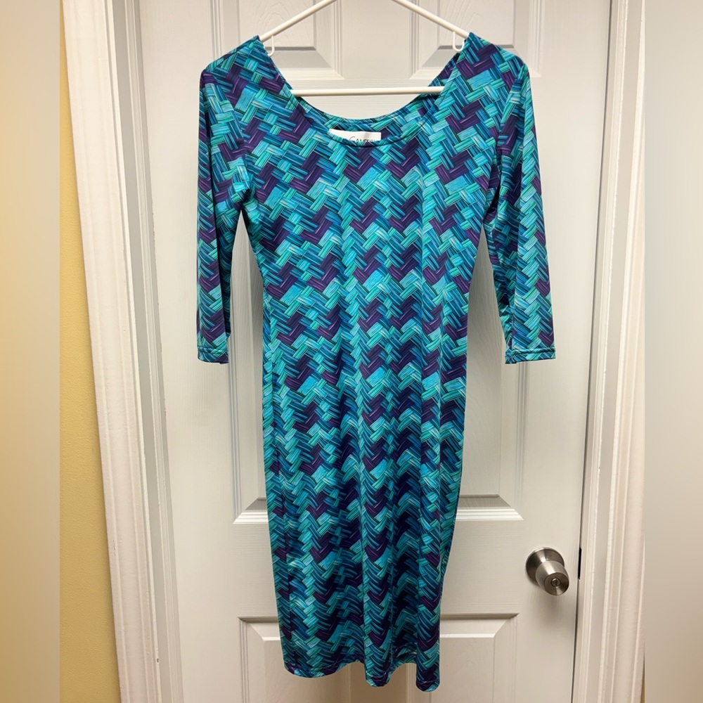 Sara Campbell Geometric Print Stretch Dress – Size XS (Made in USA)